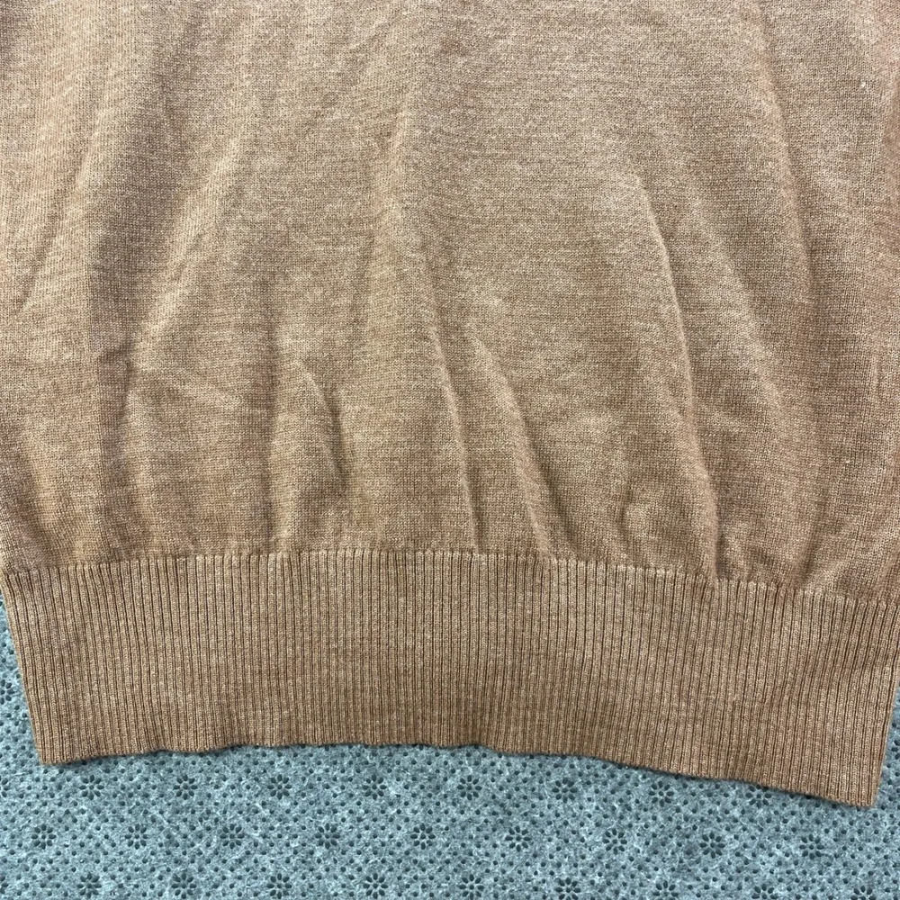 Banana Republic Mens M Extra Fine Merino Wool V-Neck Sweater Camel Brown